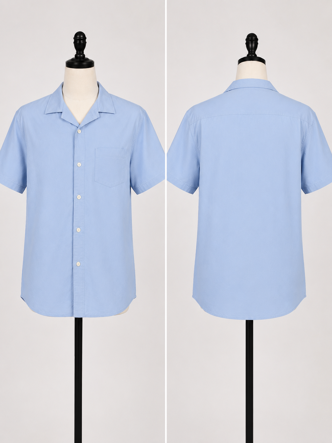 Goodfellow & Co. Men's Lightweight Camp Collar Button-Up Shirt – Sky Blue Short Sleeve Casual Shirt