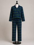 Men's Plaid Flannel Pajama Set – Green & Navy Lounge Set