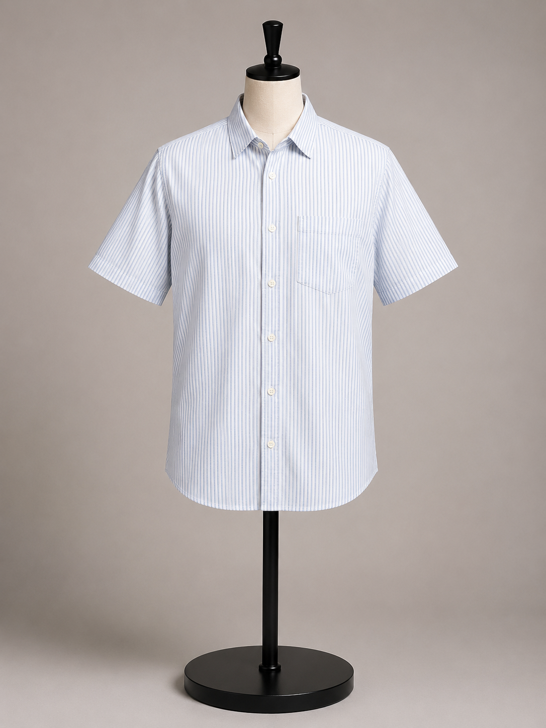Goodfellow & Co. Men's Classic Striped Button-Up Shirt – White & Light Blue