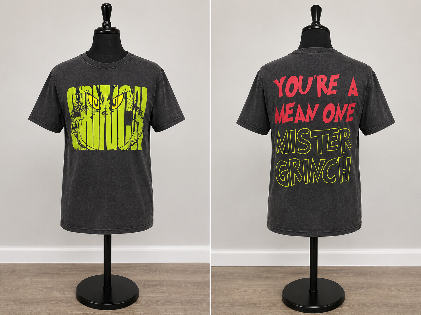 Men's "You're a Mean One Mister Grinch" Graphic T-Shirt – Charcoal Gray