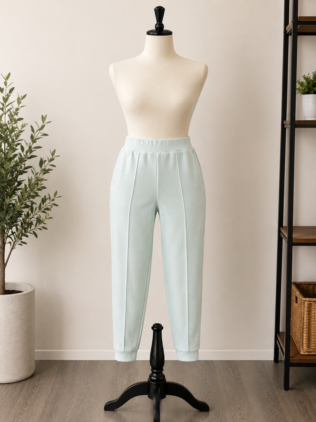 Mint Breeze Ribbed Jogger Pants