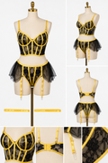 Golden Midnight 4-Piece Lace Lingerie Set