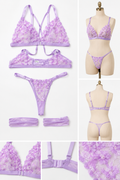 Lavender Bloom 4-Piece Floral Lace Lingerie Set