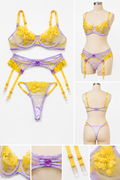 Sunshine Lavender 3-Piece Lace Lingerie Set