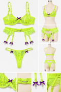 Electric Lime Luxe 3-Piece Lace Lingerie Set