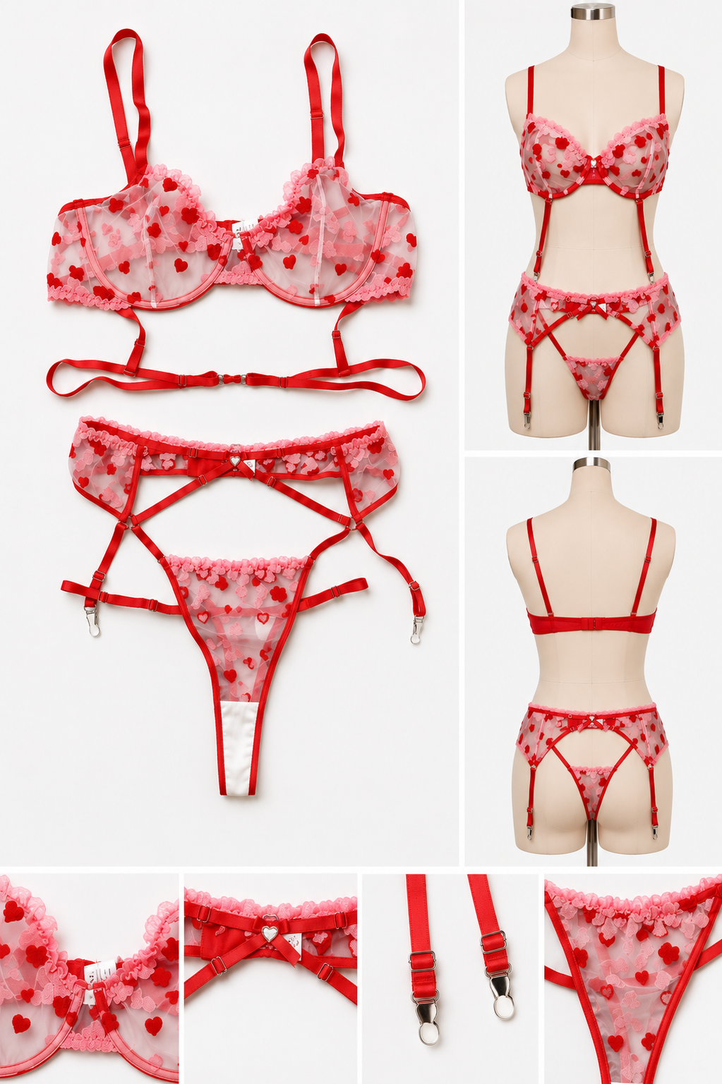 Sweetheart Romance 3-Piece Lace Lingerie Set