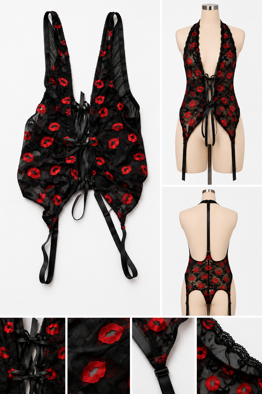 Midnight Kiss Lace Tie-Front Teddy Lingerie