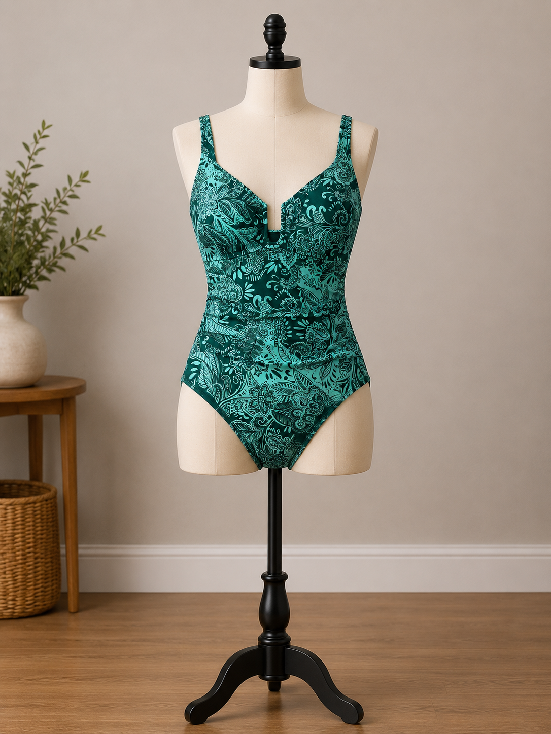 Tropical Teal Floral One-Piece Swimsuit