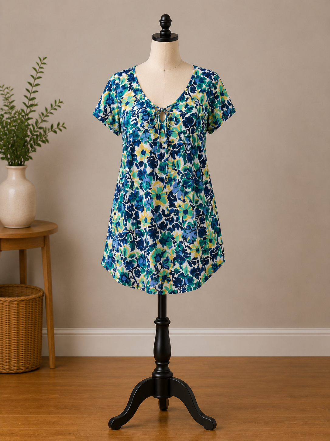 Tropical Breeze Floral Tunic Cover-Up Dress