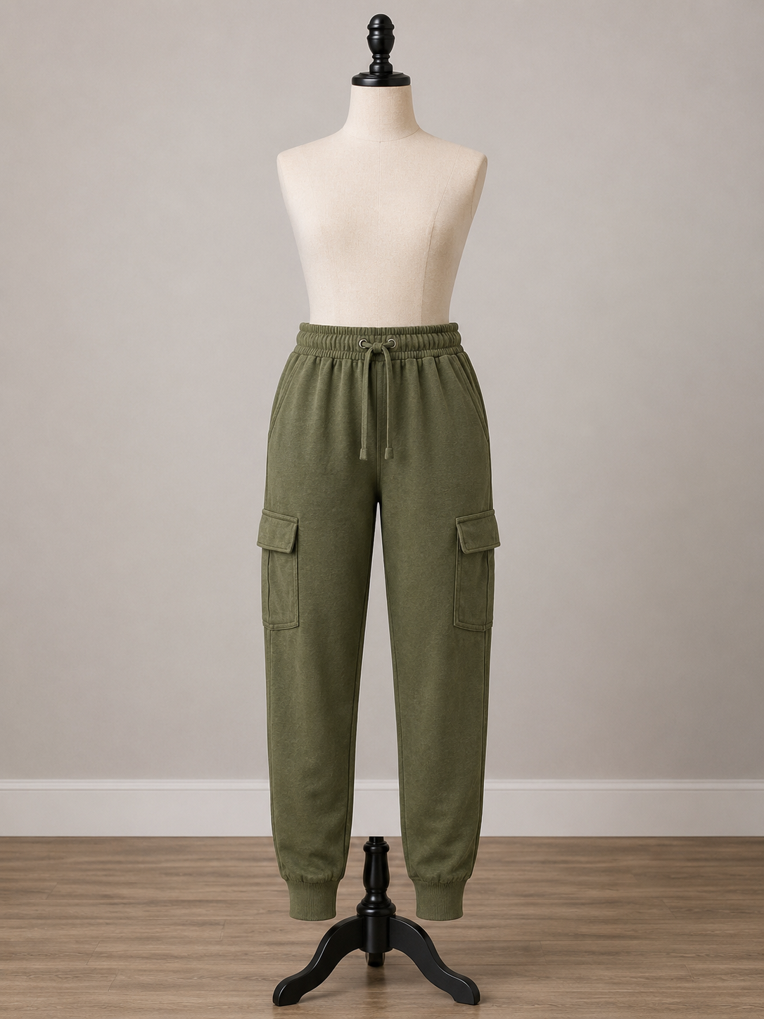 Olive Green Cargo Jogger Sweatpants