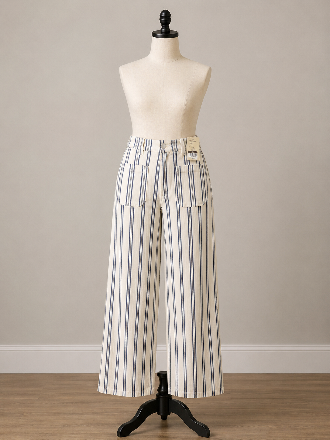 Striped Wide-Leg Coastal Pants – Cream & Navy