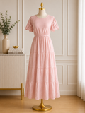 Blush Serenity Lace Sleeve Maxi Dress