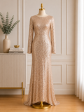 Champagne Glamour Sequin Evening Gown