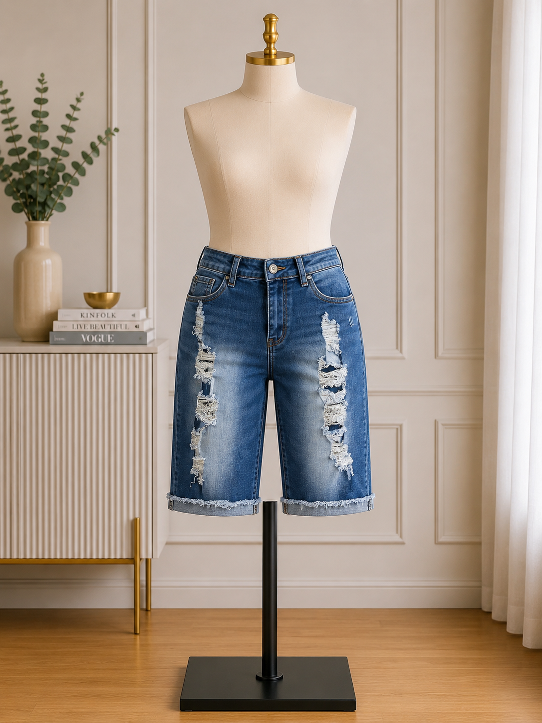 Weekend Rebel Distressed Denim Bermuda Shorts