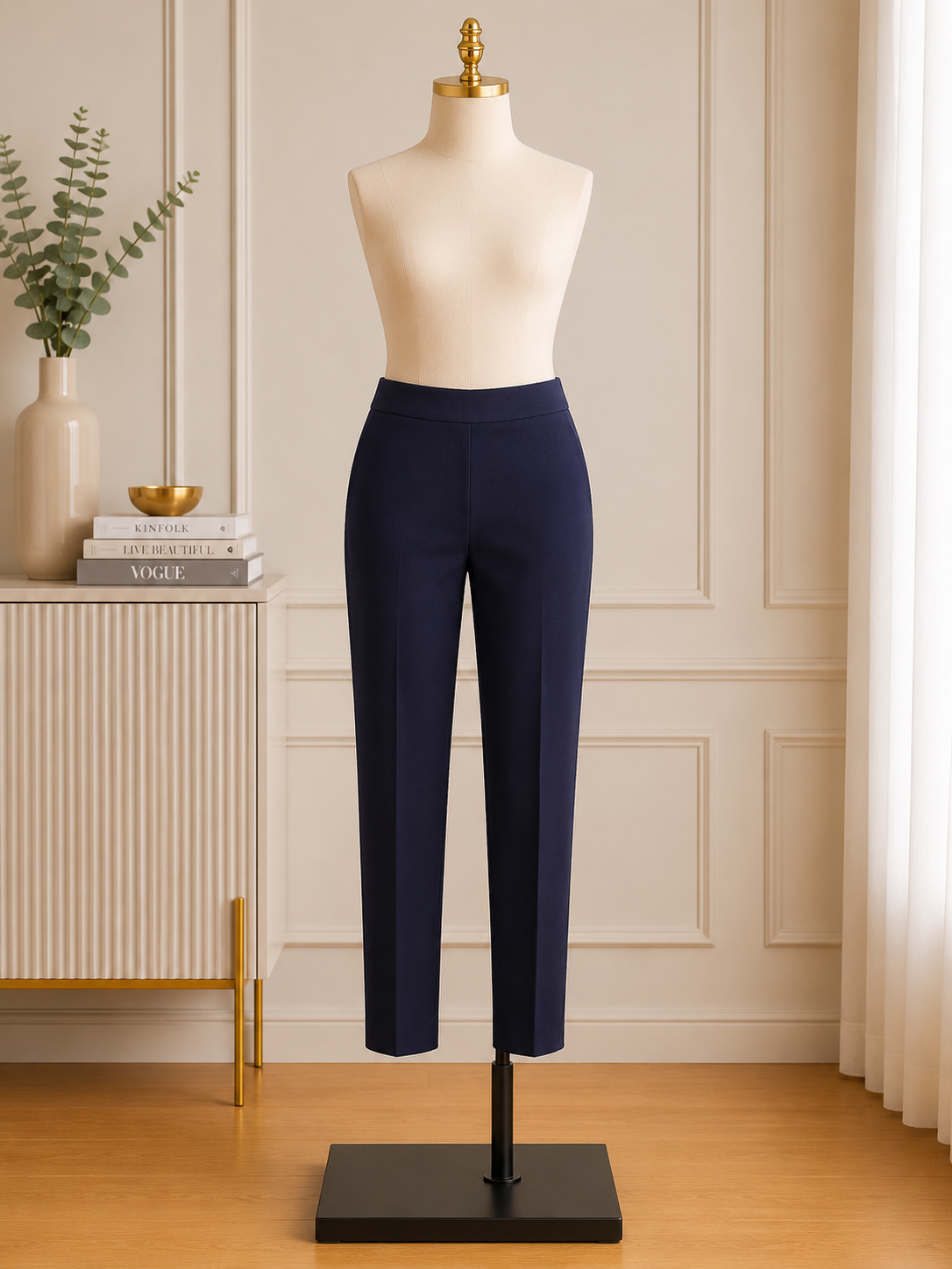 Classic Navy Ankle-Length Career Pants