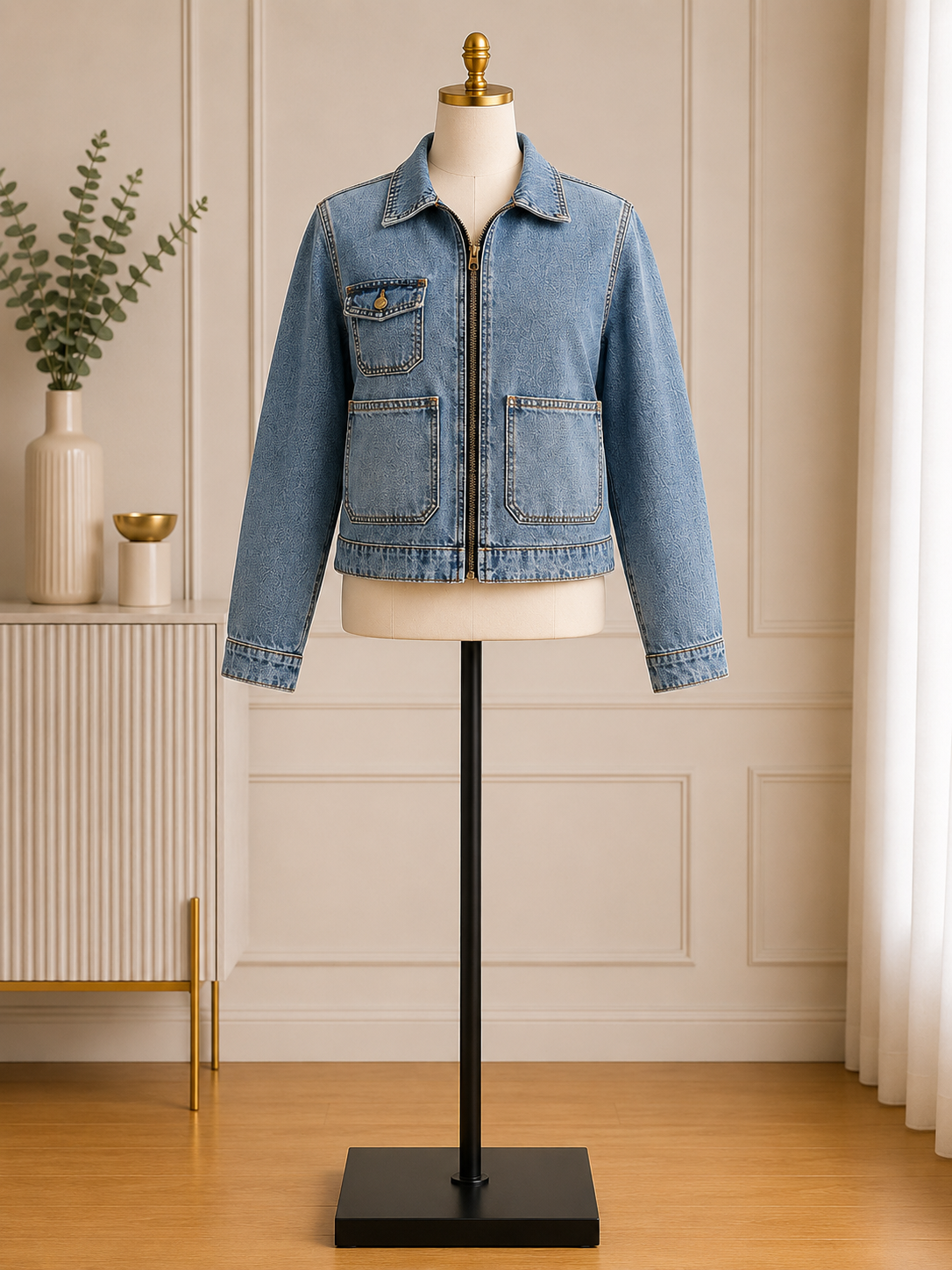 Women's Light Wash Utility Denim Jacket