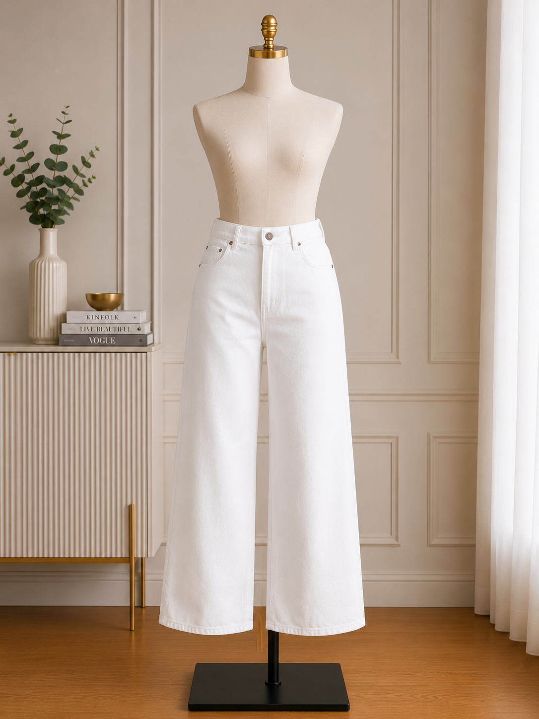Women's White Wide-Leg Denim Jeans
