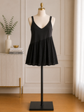 Black Pleated Babydoll Cami Top