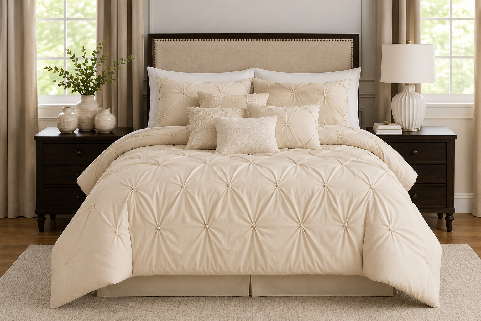 Broadhaven Cressida King 7-Piece Comforter Set – Elegant Ivory Bedding Collection
