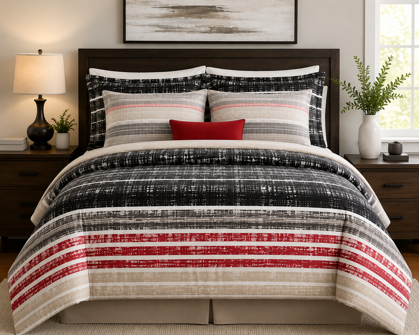 Modern Stripe 8-Piece Complete Bed-in-a-Bag Set