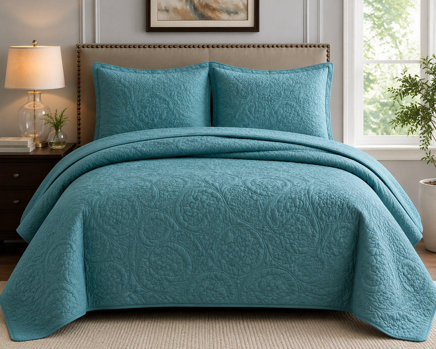 Madison Park Teal Quilted Coverlet