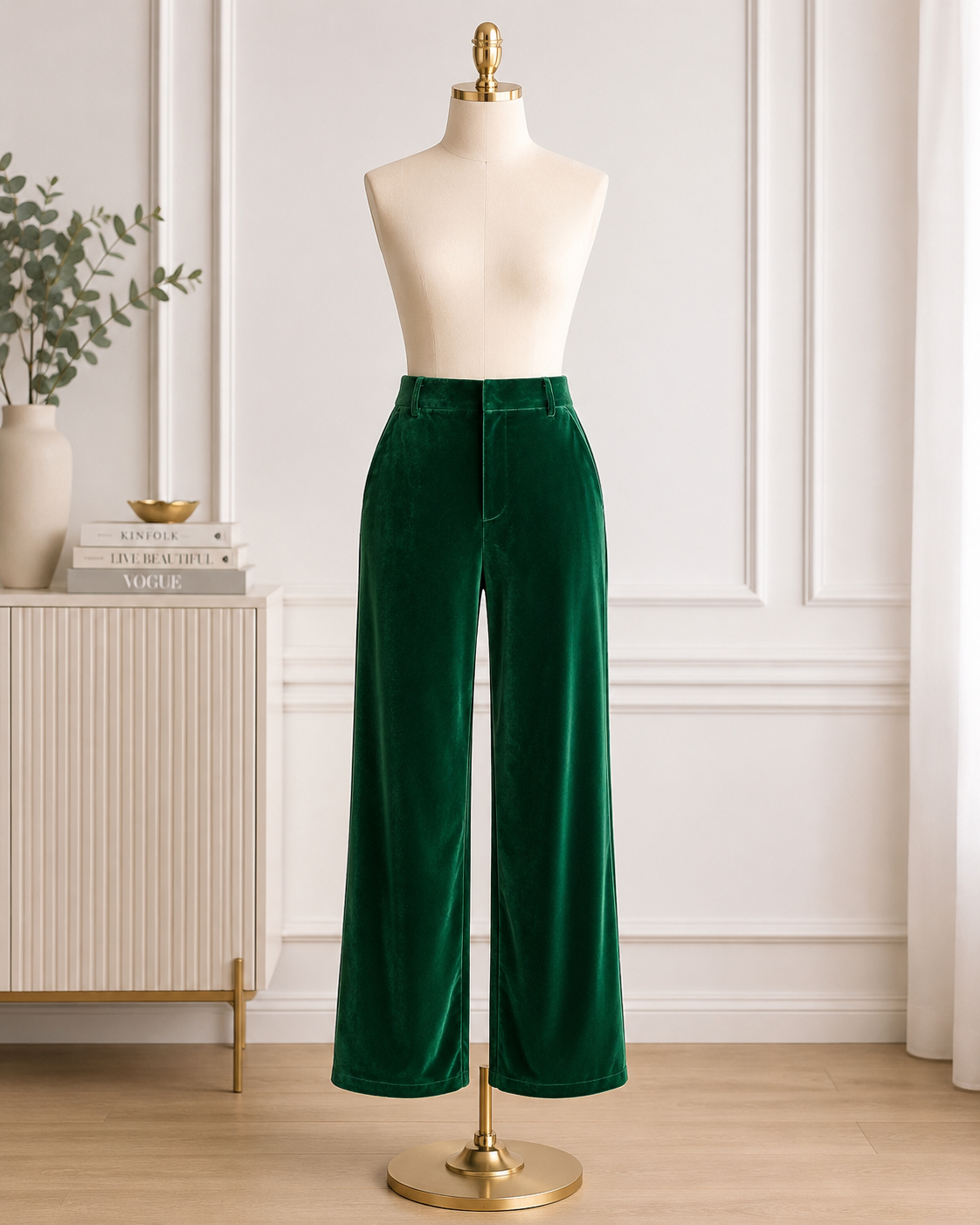Emerald Elegance Velvet Pants