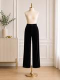 Midnight Luxe Velvet Straight-Leg Pants