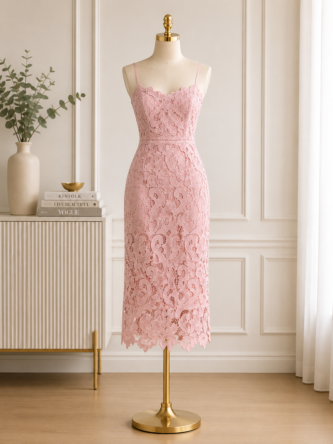 Blush Romance Lace Midi Dress
