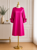 Fuchsia Elegance Satin Shift Dress