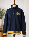 Champion Heritage Mock Neck Quarter-Button Sweatshirt – Navy & Gold | Unisex Pullover