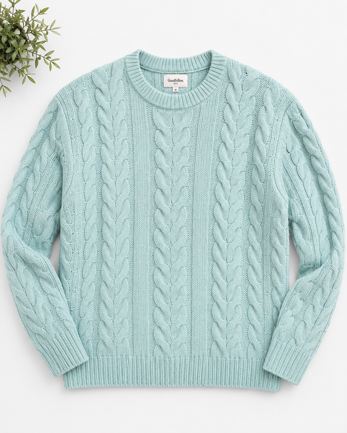 Goodfellow & Co. Cable Knit Crewneck Sweater – Mint Green | Classic Pullover