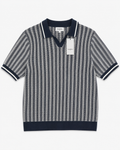 Goodfellow & Co. Textured Knit Polo Sweater – Navy & Cream | Short Sleeve Sweater Polo
