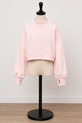 Blush Pink Cropped Mock Neck Sweatshirt