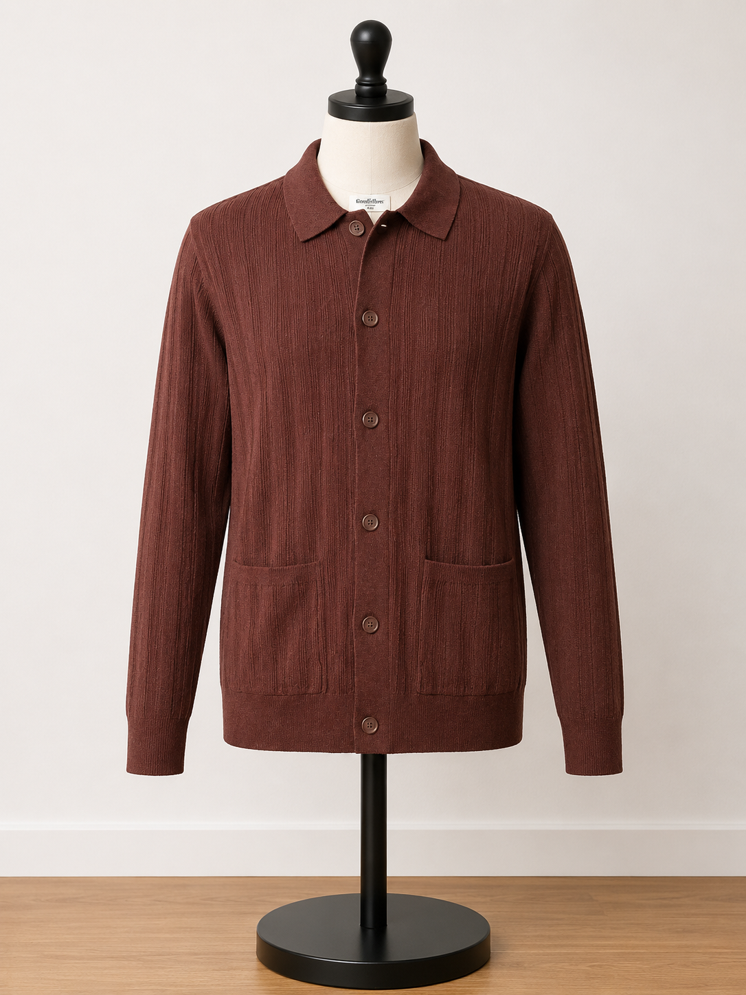 Goodfellow & Co. Men's Textured Button-Front Cardigan Sweater – Mahogany Brown