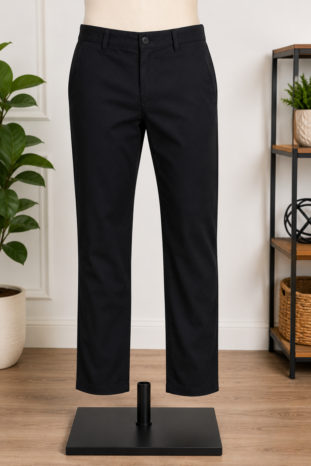 Men's Classic Black Dress Pants – Straight-Leg Business Casual Trousers