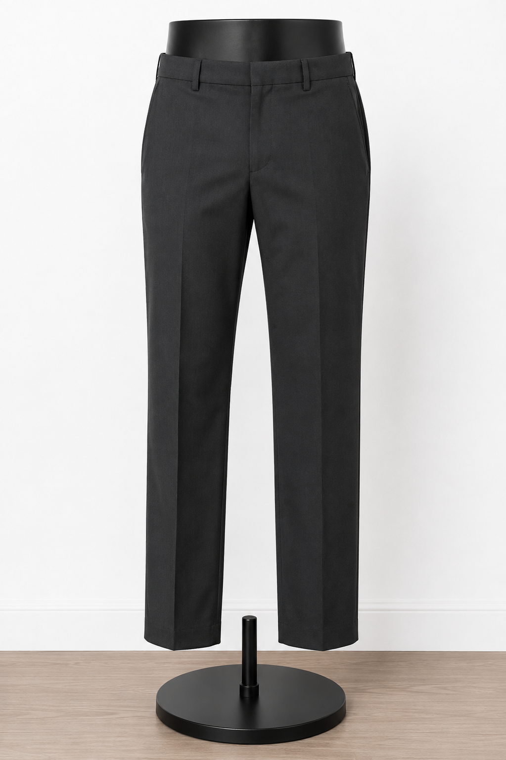 Men's Black Classic Dress Pants – Business Casual Flat Front Slacks
