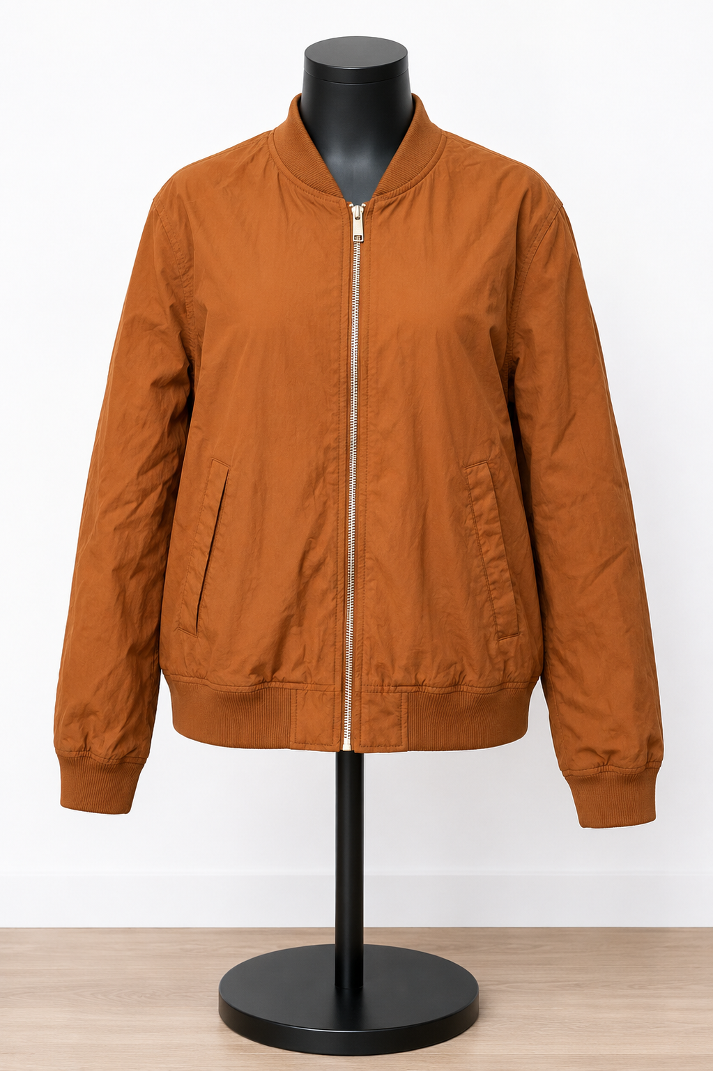 Women's Cinnamon Brown Bomber Jacket – Lightweight Zip Front Flight Jacket