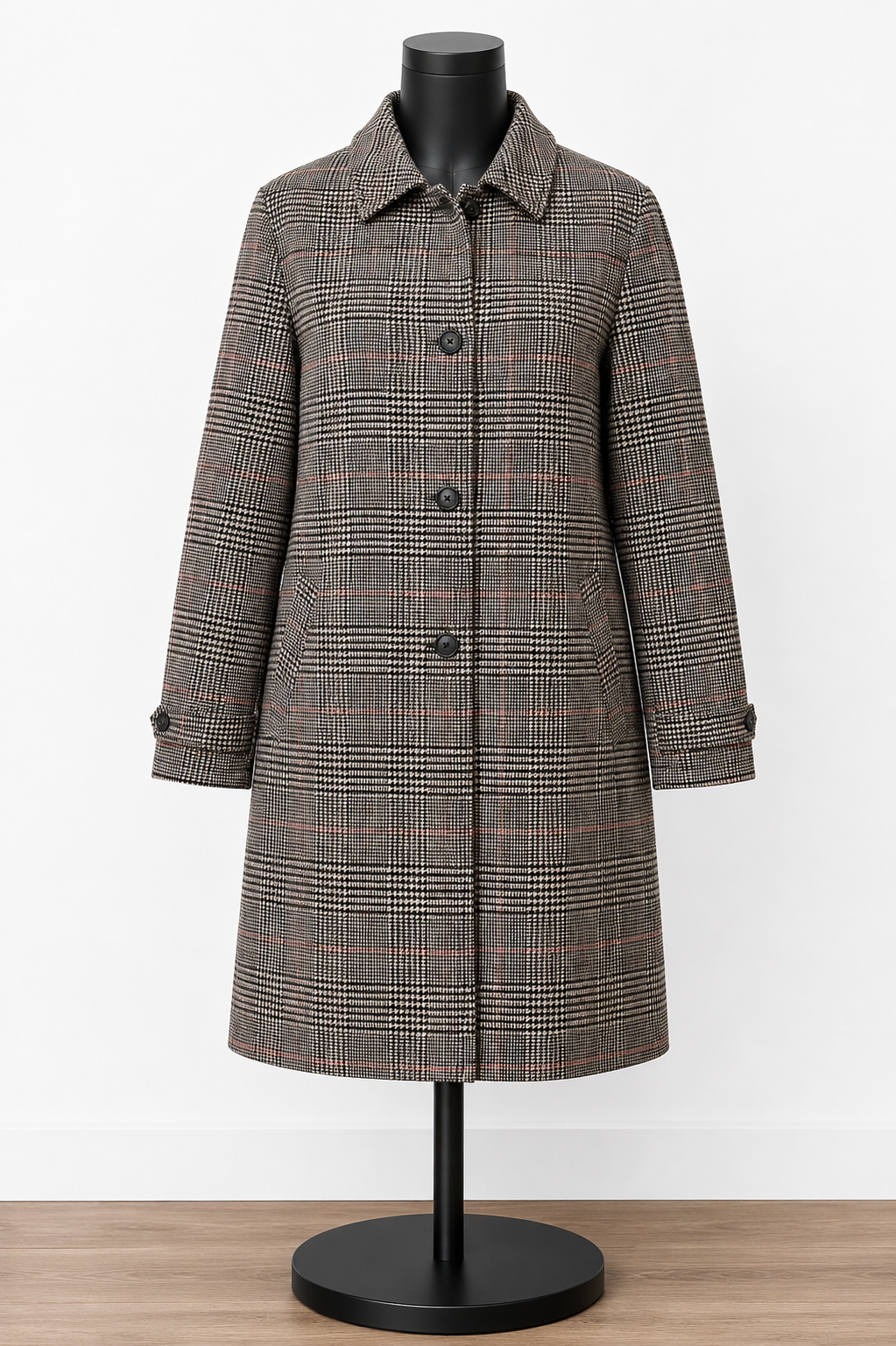Goodfellow & Co. Women's Glen Plaid Long Coat – Classic Tailored Overcoat