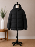 Women's Black Hooded Puffer Jacket – Lightweight Quilted Winter Coat