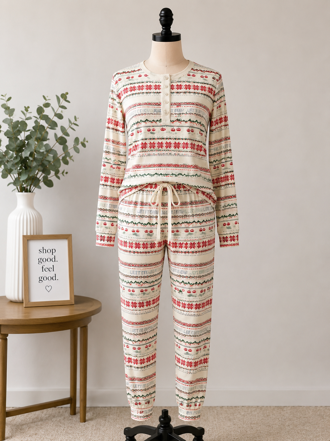 Holiday Fair Isle Pajama Set – "Let It Snow" 2-Piece Lounge Set
