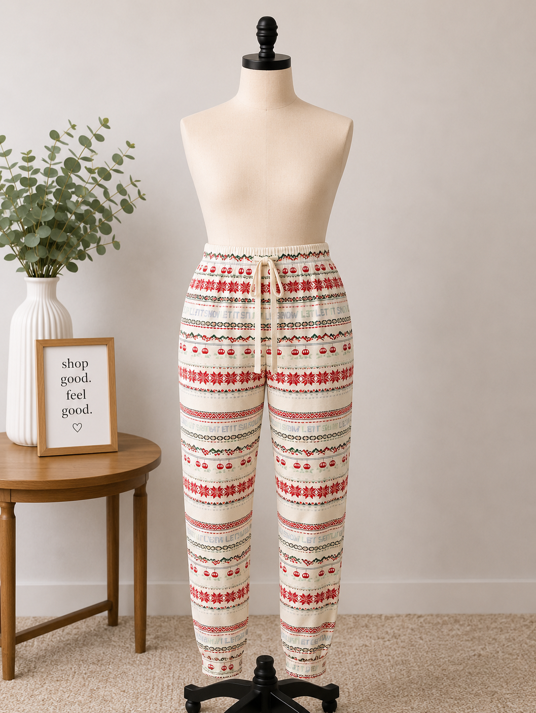 Holiday Fair Isle Pajama Jogger Pants – "Let It Snow" Christmas Lounge Pants
