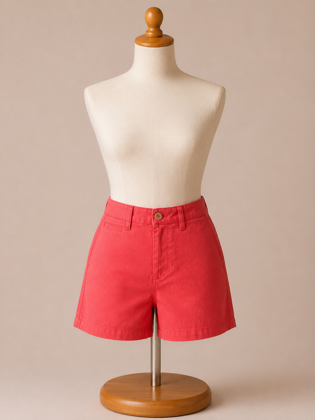 Women's Coral Linen Blend Tailored Shorts | High-Rise Summer Shorts