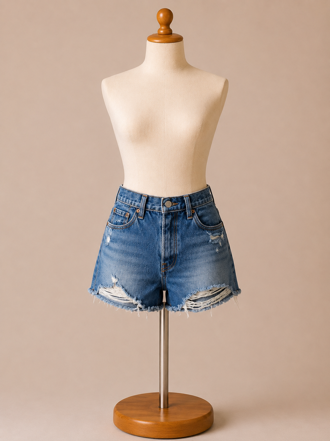 Levi's 501 Original High Rise Distressed Denim Shorts – Women's Medium Wash Cutoff Jean Shorts