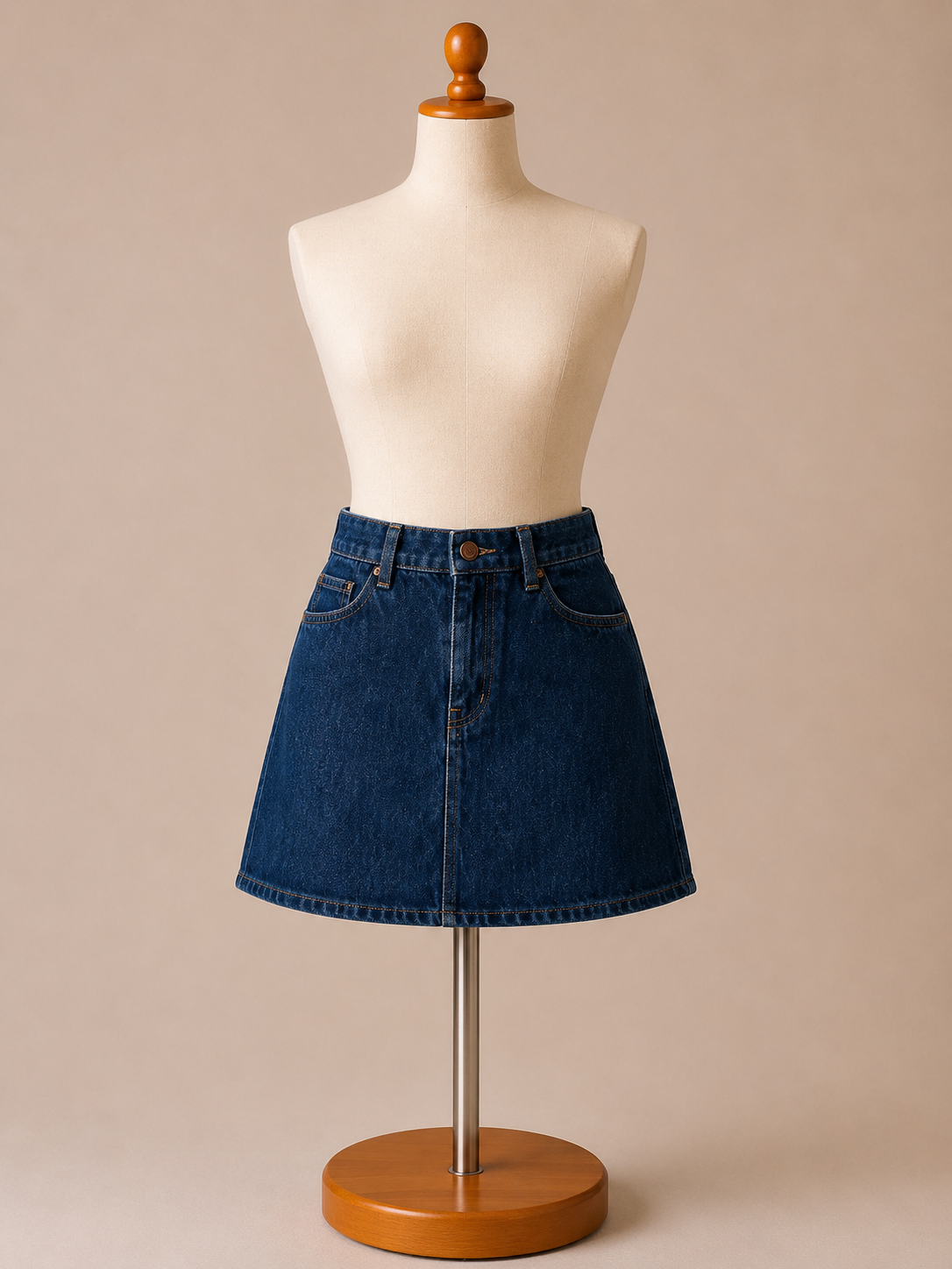 Women's Dark Wash Denim Mini Skirt – Classic A-Line Casual Jean Skirt