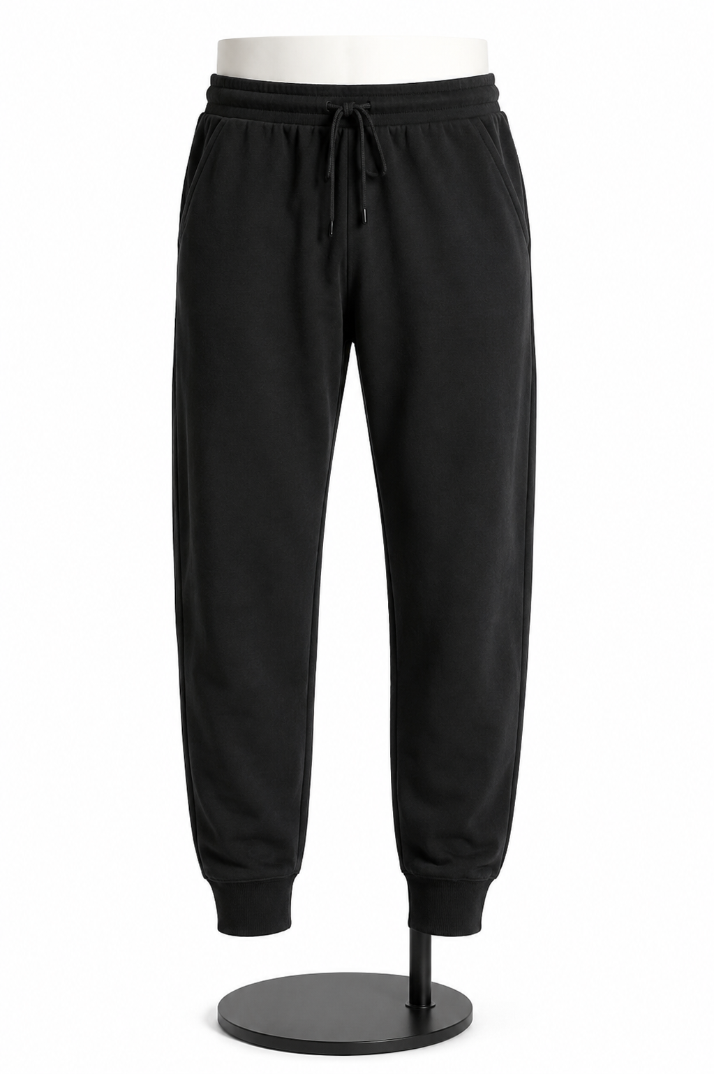 Men's Black Fleece Jogger Sweatpants with Drawstring Waist