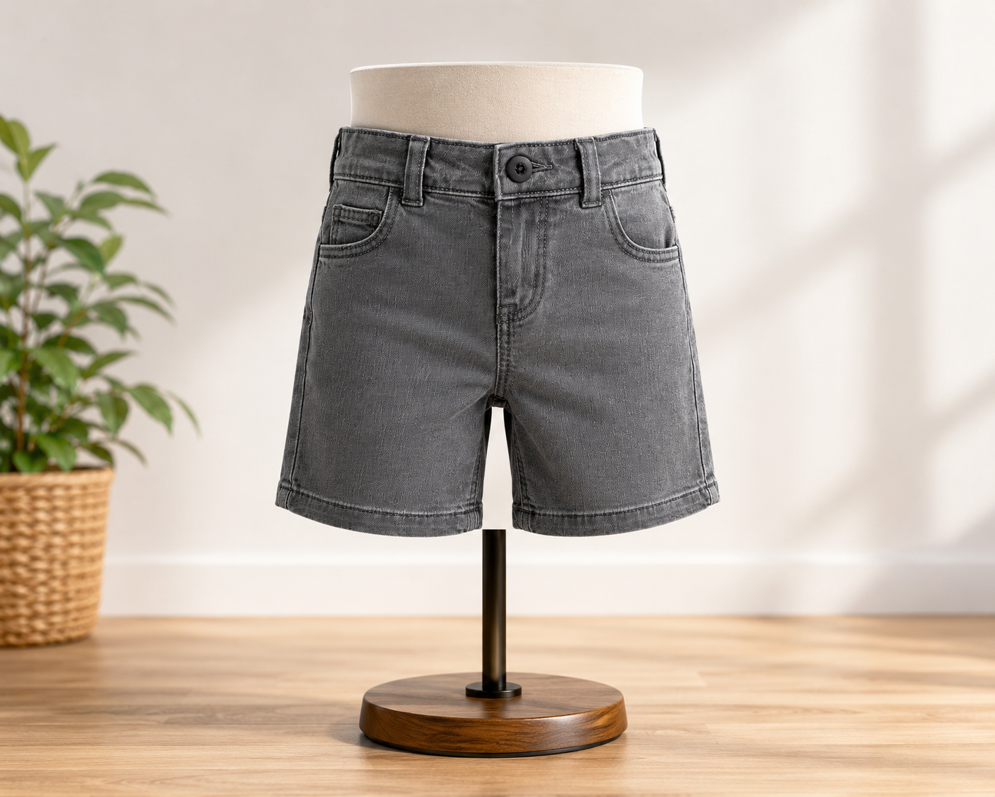 Toddler Boys' Gray Denim Pull-On Shorts