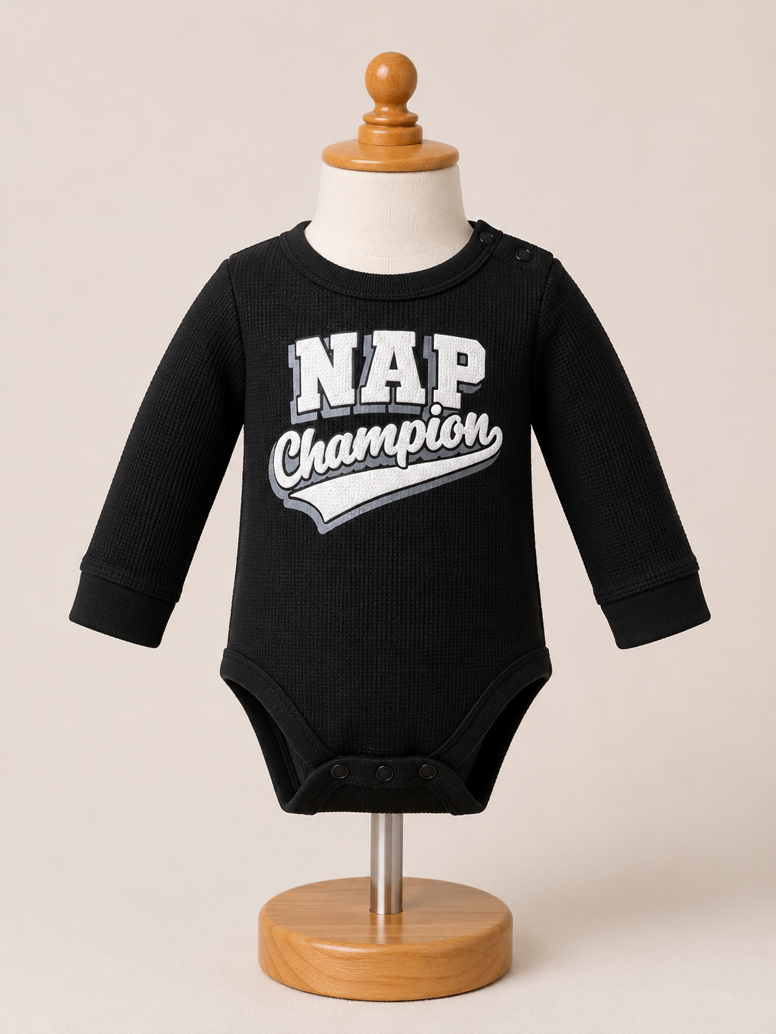 Baby Boys' "NAP Champion" Waffle Knit Long Sleeve Bodysuit