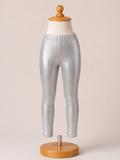 Girls' Metallic Silver Foil Leggings