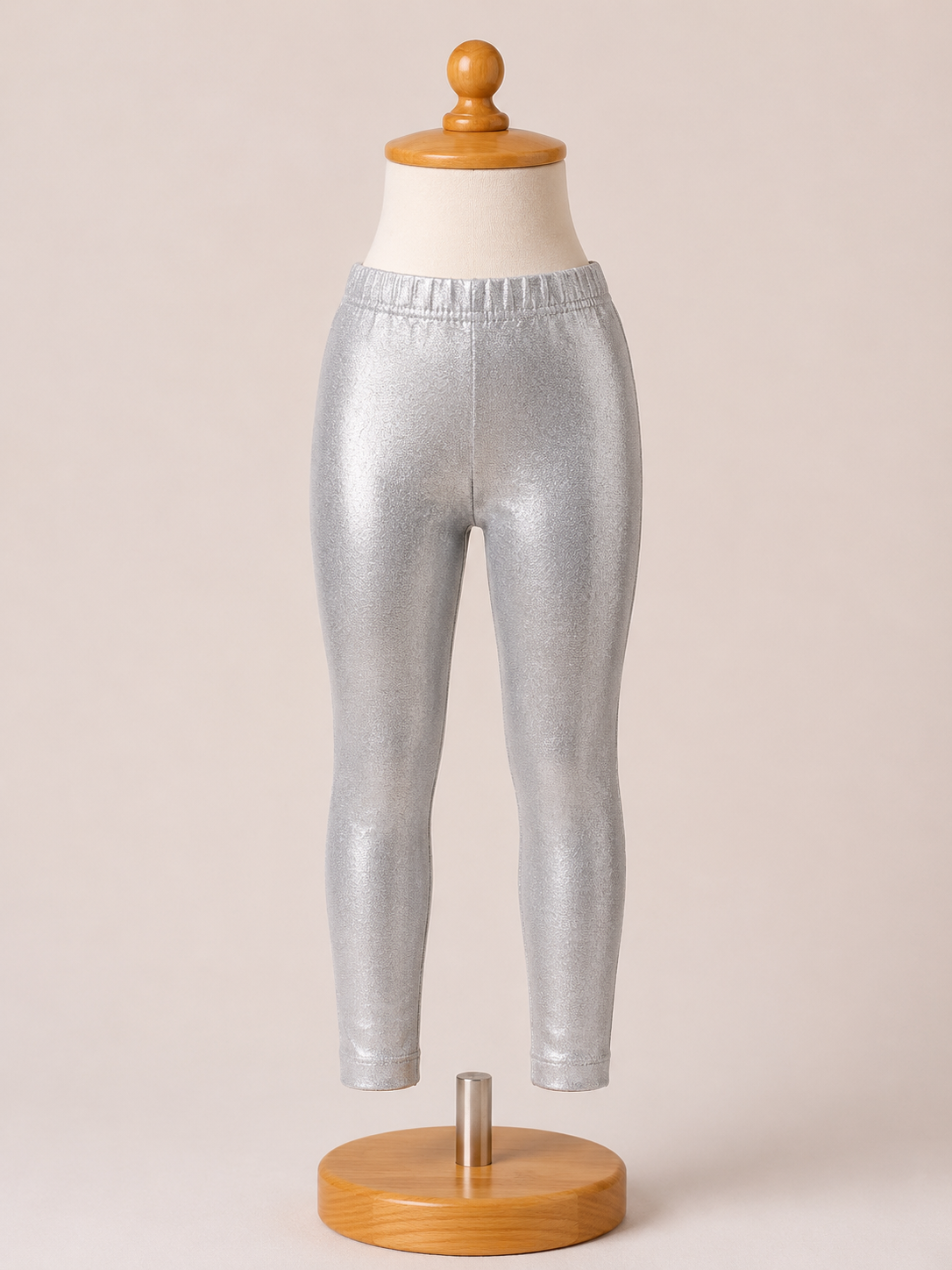 Girls' Metallic Silver Foil Leggings