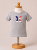 Girls Patriotic Graphic Tee | Heather Gray Short Sleeve T-Shirt